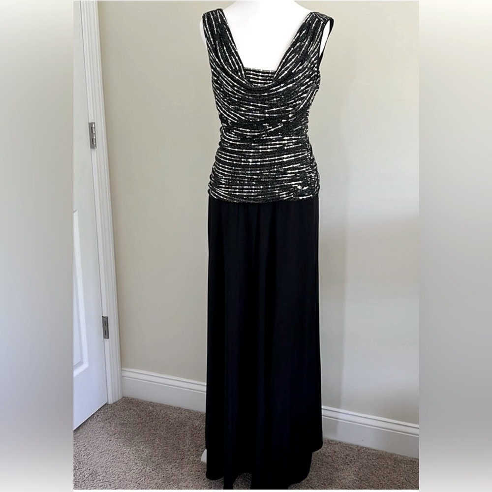 R & M Richards Ruched Sequin Sleeveless Petite Dress